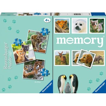 Ravensburger Memory + 3 Παζλ Ζωάκια 20984 4005556209842