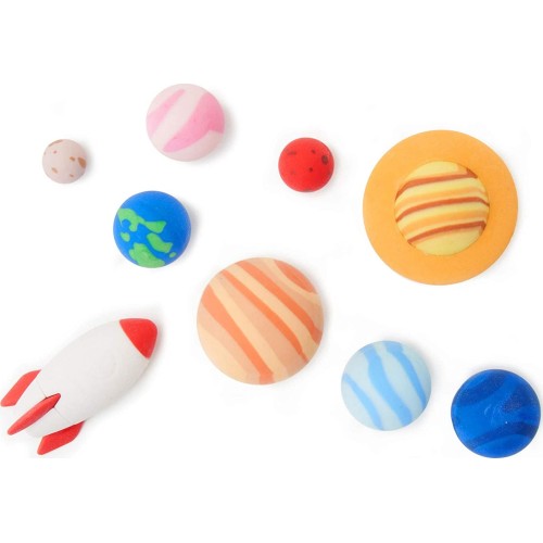 Legami Solar System, Set Of 9 Erasers, 0.8X3.5 Cm, Rocket Shaped Erasers, SES0001 8059174834739