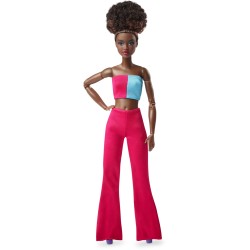 Mattel Barbie Looks Doll, Natural Black Hair, Color Block Outfit, Abdominal-Free Top And Impact Trousers HJW81 194735097340