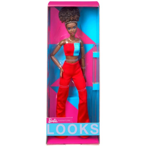 Mattel Barbie Looks Doll, Natural Black Hair, Color Block Outfit, Abdominal-Free Top And Impact Trousers HJW81 194735097340