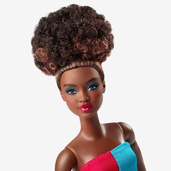 Mattel Barbie Looks Doll, Natural Black Hair, Color Block Outfit, Abdominal-Free Top And Impact Trousers HJW81 194735097340