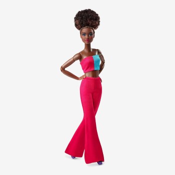 Mattel Barbie Looks Doll, Natural Black Hair, Color Block Outfit, Abdominal-Free Top And Impact Trousers HJW81 194735097340