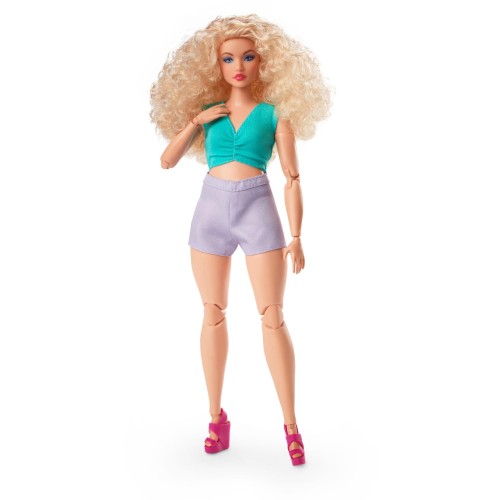 Mattel Barbie Looks Doll, Blond Curly Hair, Color Block Outfit With Belly Neckline HJW83 194735097364