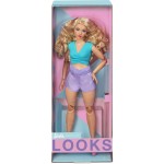 Mattel Barbie Looks Doll, Blond Curly Hair, Color Block Outfit With Belly Neckline HJW83 194735097364