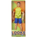 Mattel Barbie-Ken Doll, Barbie Looks, Brown Hair With A Beard, Color Block-T-Shirt And Blue Shorts, Light Blue Sneakers HJW85 19