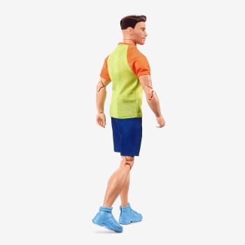 Mattel Barbie-Ken Doll, Barbie Looks, Brown Hair With A Beard, Color Block-T-Shirt And Blue Shorts, Light Blue Sneakers HJW85 19