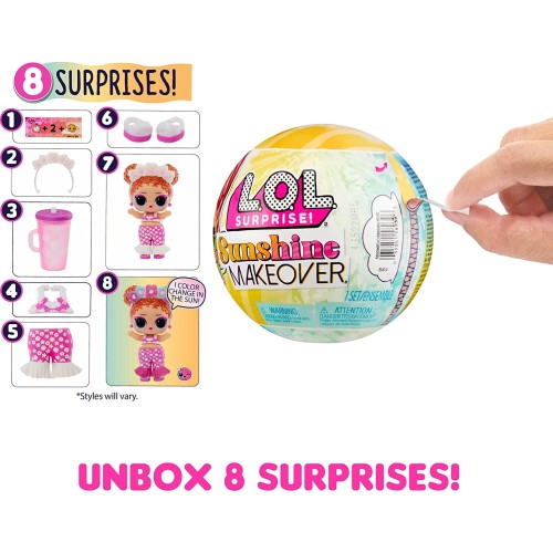 MGA Entertainment L.O.L. Surprise Sunshine Makeover Tots With 8 Surprises - Uv Colour Change In  035051589396
