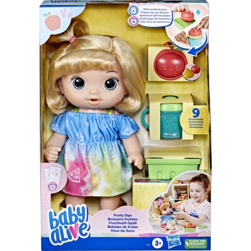 Hasbro Λαμπάδα Baby Alive Fruity Sips Doll, Apple Κούκλα Ξανθιά F7356 