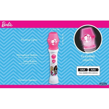 eKids Barbie Microphone For Kids, Built-In Music And Flashing Lights For BE-070 092298955841