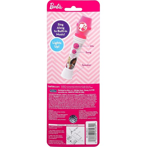 eKids Barbie Ασύρματο Μικρόφωνο Karaoke για παιδιά με ενσωματωμένη μουσική, φωτισμό, Sound Effects BE-070 092298955841
