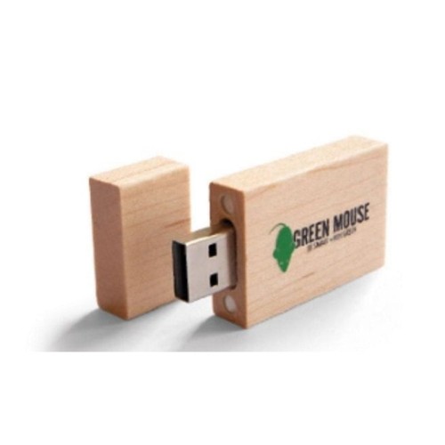 green mouse USB Flash Drive 32GB σε χρώμα ξύλου 002837 8719689554330