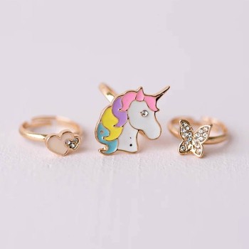 great pretenders Boutique Butterfly & Unicorn Ring, 3 Pcs 90205 771877902055