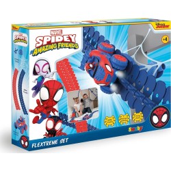 Smoby Toys - Spidey Flextreme Racing Track Set Blue Red - Flexible Childrens Race 180918 3032161809182