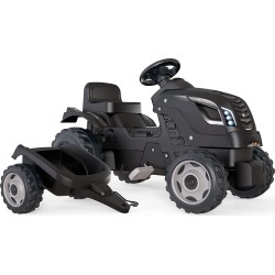 Smoby Farmer Xl Tractor Black + Trailer - Child Pedal Tractor - Adjustable Seat 7/710131 3032167101310