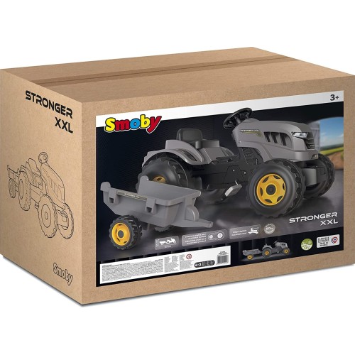 Smoby Stronger Xxl Tractor + Trailer - Large Childrens Pedal Tractor  7600710202 3032167102027