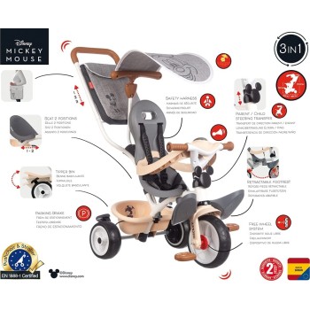 Smoby Παιδικο Ποδηλατο Τρικυκλο Mickey Baby Balade Plus 7/741402 3032167414021
