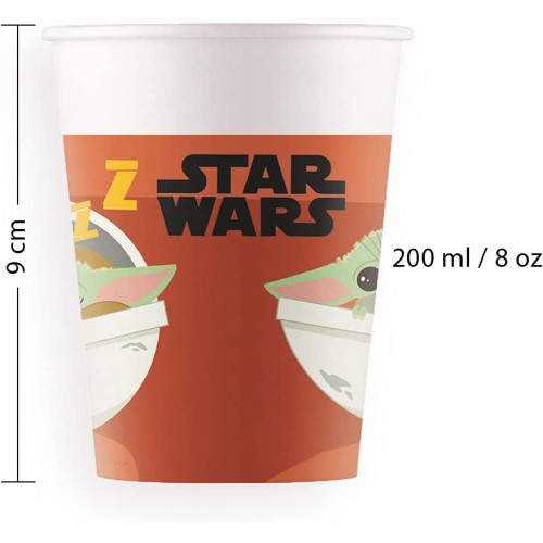 PROCOS Water Glasses Paper Star Wars Mandalorian Disney 200ml - 8pieces 093481 5201184934814