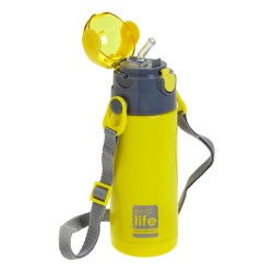 eco life Childrens thermos stainless steel yellow with straw 400ml 33-BO-2996 5208009001973