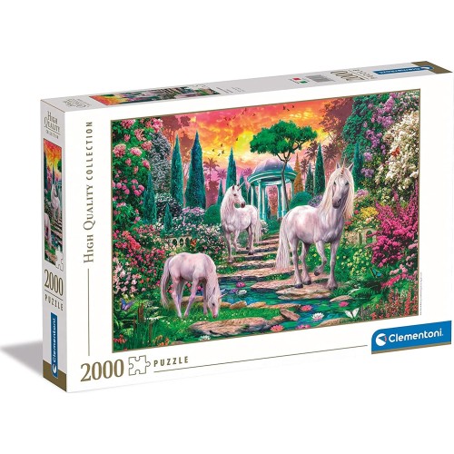 Clementoni Collection-Classical Garden Unicorns-2000 Pieces-Adult Jigsaw Puzzles 1220-32575 8005125325757