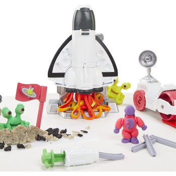 Hasbro Play-Doh Rocket Set With Moon Vehicle, 8 Space Accessories And 10, Plastic, F1711 5010993825622