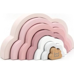 Label Label Ξύλινο Παιχνίδι Στοίβαξης Rainbow Puzzle Cloud Ροζ 09-9301014-01 5420067925286