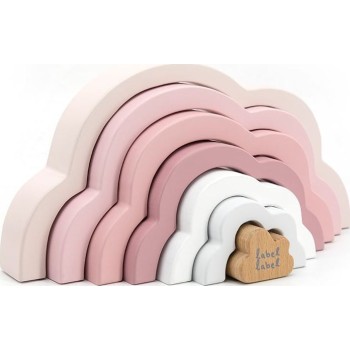 Label Label Ξύλινο Παιχνίδι Στοίβαξης Rainbow Puzzle Cloud Ροζ 09-9301014-01 5420067925286