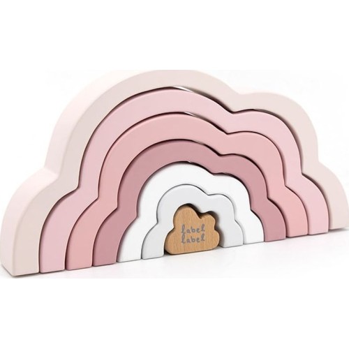 Label Label Wooden Stacking Rainbow Puzzle Cloud Pink 09-9301014-01 5420067925286