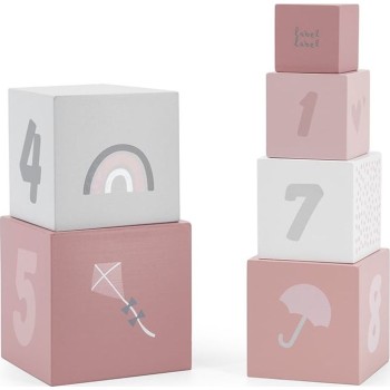 Label Label Wooden Cubes Stacking Blocks Numbers Pink 09-9301015-01 5420067925309