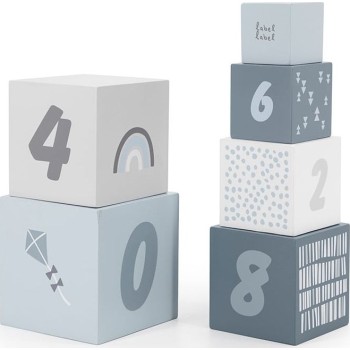 Label Label Wooden Cubes Stacking Blocks Numbers Blue 09-9301015-02 5420067925316