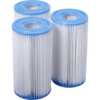 INTEX Cartridge Filter For Pompe Filter Combo Chlorinator, Pack Of Three Cartridges, Blue White, 32.04 X 10.79 X 20.3 Cm 29003 6