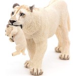 papo Wild Animal Kingdom Figurine White Lioness With Cub, Multicolour 50203 3465000502034