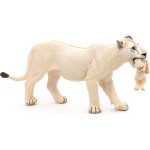 papo Wild Animal Kingdom Figurine White Lioness With Cub, Multicolour 50203 3465000502034