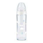 NUK Classic Μπιμπερο Γυαλινο Με Θηλή Σιλικόνης Μεσαίας Οπής 240Ml 0-6 Μηνών 10745080 4008600223849