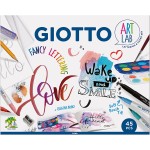 Giotto Art Lab: Fancy Lettering Creative Writing Kit - 1 Canson Block For Lettering + 10 Turbo Brush Markers + 12  Mini Watercol