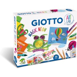 Giotto Art Lab: Magic Neon - Creative Kit For Collage - 1 Block Of Canson Colored Paper + 12  Cera Bicolor Crayons + 1  Collage 