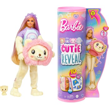 Mattel Barbie Cutie Reveal - Λιονταράκι, Βελούδινη Στολή Λιονταριού 10 Εκπλήξεις HKR06 194735106905