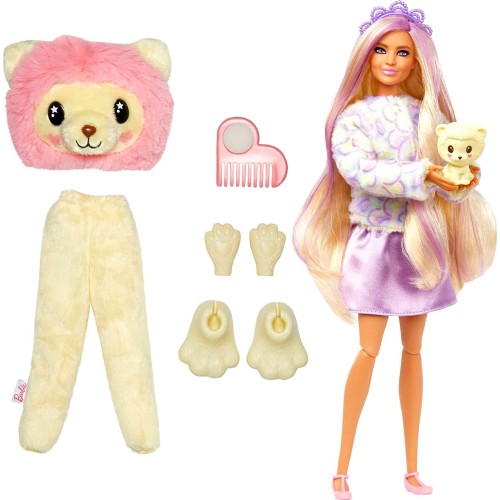 Mattel Barbie Cutie Reveal Doll And Accessories, Lion Plush Costume 10 Surprises HKR06 194735106905