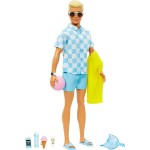 Mattel Blonde Ken Doll With Blue Button Down And Swim Trunks, Visor, Towel Bea HPL74 194735162437