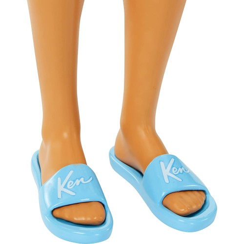 Mattel Blonde Ken Doll With Blue Button Down And Swim Trunks, Visor, Towel Bea HPL74 194735162437