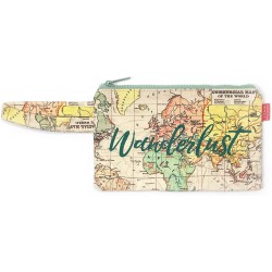 Legami Clutch Bag, Practical, Zip Closure, Fabric Strap, 21,5X14 Cm, Wanderlust Writing, Travel Theme COZ0001 8054117621780