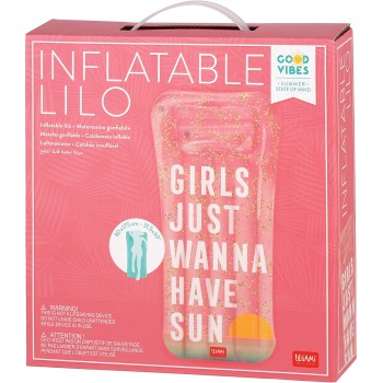 Legami Inflatable Airbed With Glitter 2 Air Chambers Includes Patch 80x175 cm Sunset Theme MATT0006 8054117627713