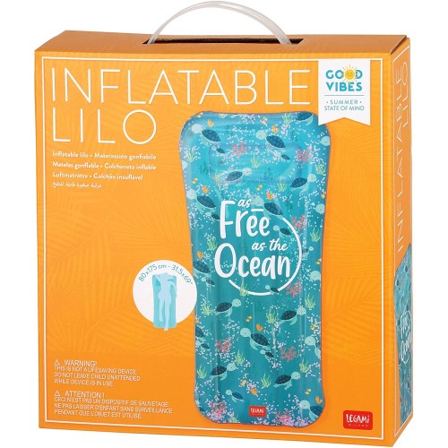 Legami Inflatable Mattress With Glitter 2 air Chambers Includes Patch 80x175 cm Sea Turtle Theme MATT0008 8053610784763