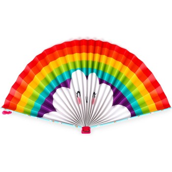 Legami Folding Paper Fan, Fiesta and Siesta, 19,5x2 cm, Alhoa Rainbow Elastic Closure to Take It Always With You, to Cool Off PA