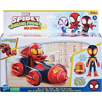 Hasbro Marvel Spidey And His Amazing Friends Web-Spinners Drill Spinner Vehicle, Figure, Helmet Accessory F6775 / F7253 50109961