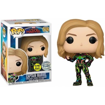 Funko Pop! Marvel - Captain Marvel (Neon Suit) (Glows In The Dark) (Special Edition) 516 Bobble-Head Vinyl Figure 69237 88969869