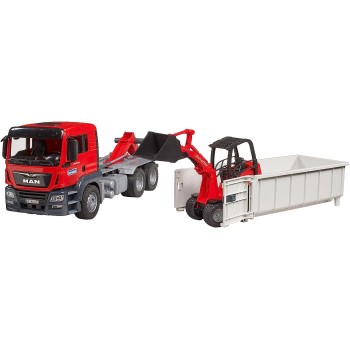 bruder Man TGS Truck With Roll-Off Container And Compact Charger 3767 4001702037673