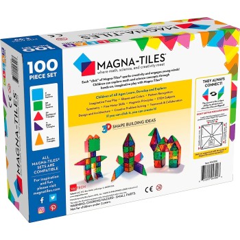 magna tiles Μαγνητικό Παιχνίδι 100 Κομματιών Clear Colors 04300 631291043003