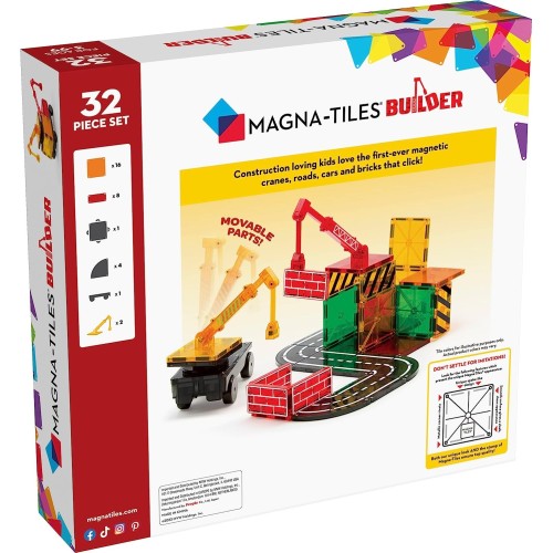 magna tiles Μαγνητικό Παιχνίδι 32 Κομματιών Builder 21632 850025176040