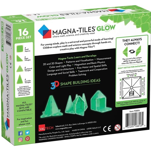 magna tiles Μαγνητικό Παιχνίδι 16 Κομματιών Glow 18816 631291188162