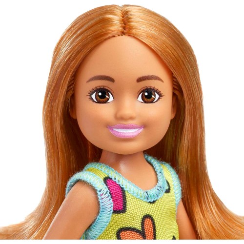 Mattel Barbie Chelsea Doll, Small Doll Wearing Removable Heart-print Dress and Shoes With Blond Ponytail Blue Eyes DWJ33 / HNY57